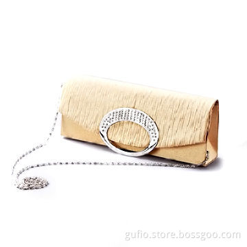Pleats Rhinestones Evening Bag with Satin Shell, 100% Polyester Lining and 121cm Shoulder Belt